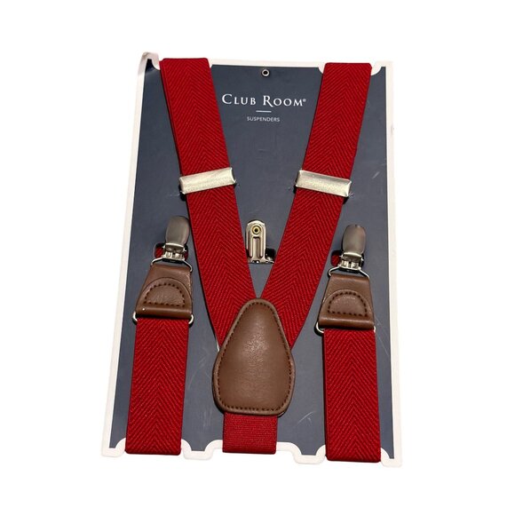 Club Room Mens Red Suspenders One Size  Adjustable Clips Suspenders. NWT - Picture 9 of 11